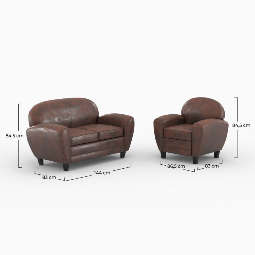 Ensemble canapé convertible velours bleu Zora - 1 canapé 3 places + 1 fauteuil + 1 pouf