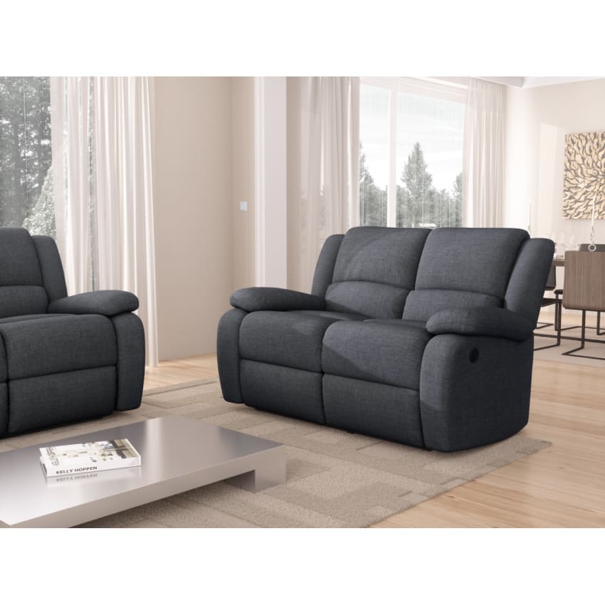 Canapé de relaxation électrique 2 places en tissu gris foncé - SINTRO