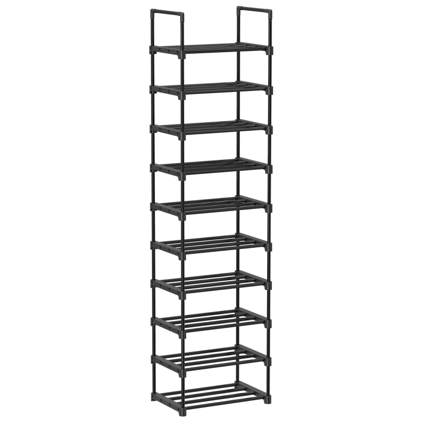 ROJASOP Scarpiera Alta 10 Ripiani Con Copertura | Contiene 50-55 Scarpe | Scaffale In Metallo Per Ingresso E Armadio