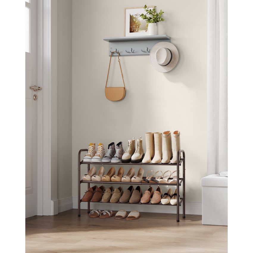 Mobile Scarpiera 10 Ripiani E Ante Battenti 140x111h Cm Legno Mercure E Bronzo Blake 1