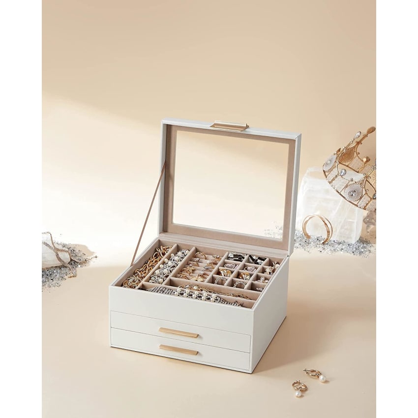 ASOUUNLD Scatola Portaposate Con Coperchio Trasparente – Organizer Da Cassetto Con 5 Scomparti Regolabili, Per Argenteria, Campeggio E Cucina