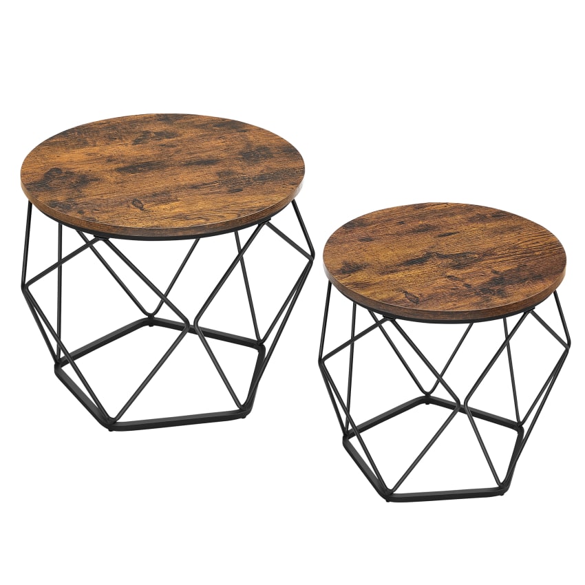 Ginhow Set di 2 tavolini rotondi, colore nero, per soggiorno, divano vintage, comodino di alta qualità, creativo elegante tavolino da caffè (nero
