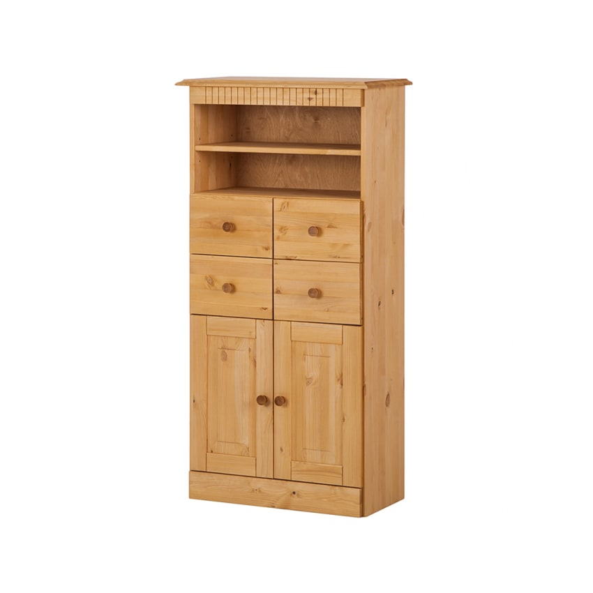 Mondeer Mobile Da Bagno Con Ante A Persiana E Cassetto - 2 Ripiani Aperti, Legno MDF, 60x30x119 Cm - Bianco - 2