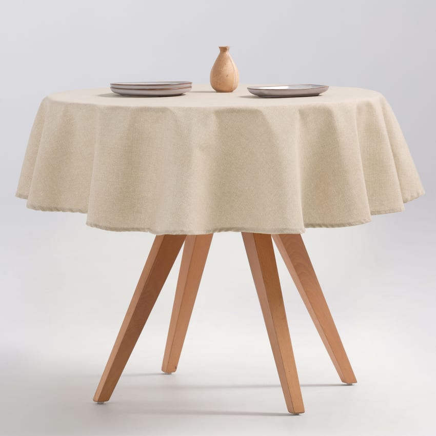 Nappe Ronde Anti-taches Rouge Imprimé Joyeux Noël Doré D 180 Cm