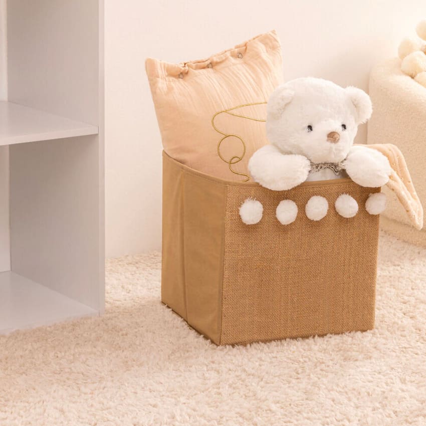 Lot De 3 Boîtes De Rangement Tissu Enfants Animaux De Forêt - Cubes Pliables Rose 30x30x30 Cm Garçons Filles Pour Kallax Et Salle De Bain