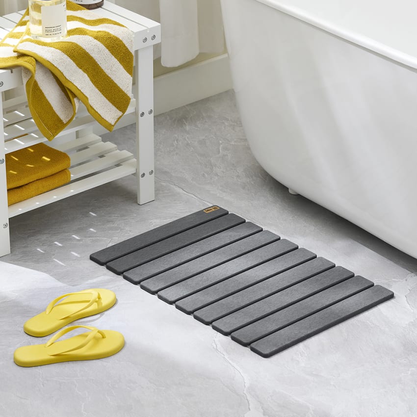 Tappetino Da Bagno Pieghevole In Silicone Antiscivolo – Grigio, Design A Nido D'Ape, Lavabile In Lavatrice, Senza Ventose, Ecologico