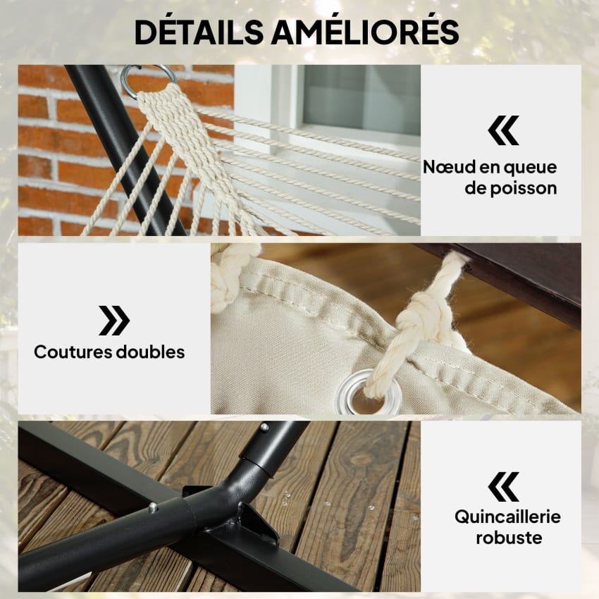 Hngematte mit Gestell & Kissen, gepolstert, Creme Outsunny | Maisons du  Monde