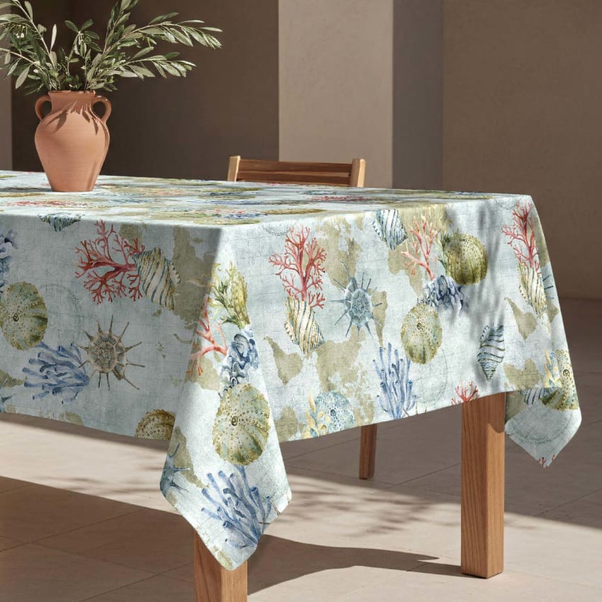 Fleckabweisende Tischdecke – 100 % Baumwolle, 150×200 cm Undersea