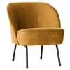 Fauteuil crapaud design en velours moutarde