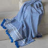 Plaid coton 160x250 bleu grec