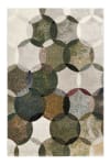 Tapis motif cercles vintage vert/gris pour salon, chambre 170x120