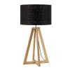 Lampe à poser bambou et lin naturel noir H34cm