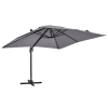 Parasol déporté rotatif carré 3x3m en aluminium gris