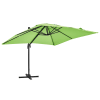 Parasol déporté rotatif carré 3x3m en aluminium vert