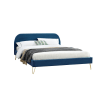 Structure de lit en velours et laiton bleu