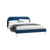 Struttura letto in velluto blu e ottone 140x190 cm