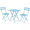 Tavolo da giardino e 2 sedie in acciaio blu