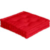Coussin de sol uni en pur coton rouge 50x50x10 cm