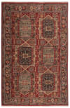 YALAMEH - Tapis oriental en laine rouge et marron 80x150