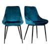 Lot de 2 chaises en velours style moderne bleu ciel