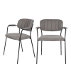 Lot de 2 chaises avec accoudoirs et pieds noirs gris