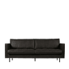 Vintage 3-Sitzer-Sofa aus Leder, schwarz