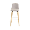 Chaise de bar en tissu beige piétement bois clair