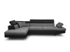 Canapé d'angle gauche convertible avec coffre bi-matière noir/gris