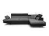 Canapé d'angle droit convertible avec coffre noir/gris