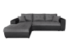Canapé d'angle gauche convertible bi-matière noir/gris