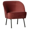 Fauteuil crapaud design en velours rouge