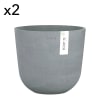 Pots de fleurs bleu gris D25 - lot de 2