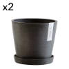Pots de fleurs avec soucoupe noir D20 - lot de 2