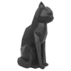 Statue origami chat assis résine noir