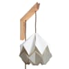 Aplique de madera y pantalla origami blanca y beige en papel