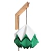 Aplique de madera y pantalla origami blanca y verde en papel