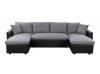 Canapé d'angle panoramique convertible gris et noir