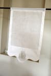 Visillo de lino blanco y bordados 60 x 120 cm