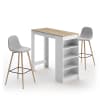 Mesa y sillas efecto madera blanco y roble natural - gris claro