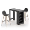 Mesa y sillas efecto madera negro y hormigón - gris antracita