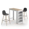 Mesa y sillas efecto madera blanco y roble natural - gris antracita