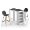 Tavolo effetto legno bianco e nero e sedie grigio antracite