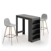 Mesa y sillas efecto madera negro y hormigón - gris claro