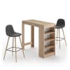 Mesa y sillas efecto madera roble natural - gris antracita