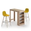 Mesa y sillas efecto madera roble natural - amarillo