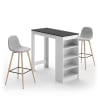 Mesa y sillas efecto madera blanco y negro - gris claro