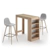 Mesa y sillas efecto madera roble natural - gris claro