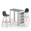 Mesa y sillas efecto madera blanco y hormigón - gris antracita