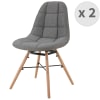 - Chaise scandinave tissu gris pieds hêtre (x2)