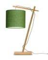 Lampe de table bambou/lin vert H46cm